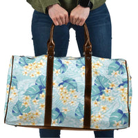 Pastel Cyan Tropical Hawaii Travel Bag Seamless Monstera Plumeria Hawaiian Pattern - Polynesian Pride