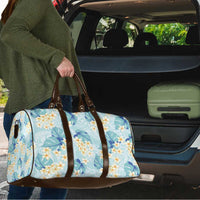 Pastel Cyan Tropical Hawaii Travel Bag Seamless Monstera Plumeria Hawaiian Pattern - Polynesian Pride