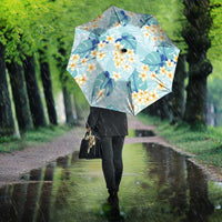 Pastel Cyan Tropical Hawaii Umbrella Seamless Monstera Plumeria Hawaiian Pattern - Polynesian Pride