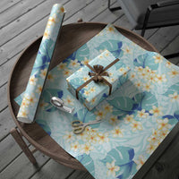 Pastel Cyan Tropical Hawaii Wrapping Paper Seamless Monstera Plumeria Hawaiian Pattern - Polynesian Pride