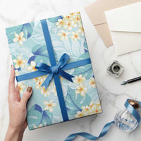 Pastel Cyan Tropical Hawaii Wrapping Paper Seamless Monstera Plumeria Hawaiian Pattern - Polynesian Pride