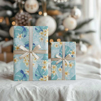 Pastel Cyan Tropical Hawaii Wrapping Paper Seamless Monstera Plumeria Hawaiian Pattern - Polynesian Pride