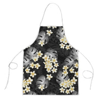 Black Tropical Hawaii Apron Seamless Monstera Plumeria Hawaiian Pattern - Polynesian Pride