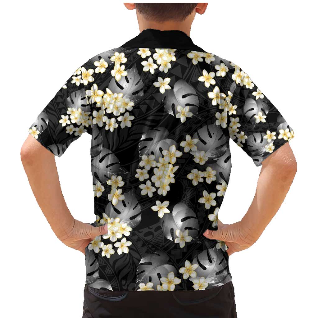 Black Tropical Hawaii Family Matching Mermaid Dress and Hawaiian Shirt Seamless Monstera Plumeria Hawaiian Pattern LT14 - Polynesian Pride