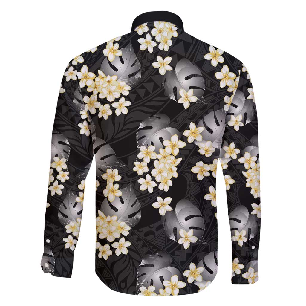 Black Tropical Hawaii Family Matching Mermaid Dress and Hawaiian Shirt Seamless Monstera Plumeria Hawaiian Pattern LT14 - Polynesian Pride