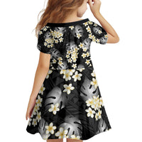 Black Tropical Hawaii Family Matching Off Shoulder Short Dress and Hawaiian Shirt Seamless Monstera Plumeria Hawaiian Pattern LT14 - Polynesian Pride