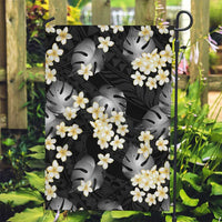 Black Tropical Hawaii Garden Flag Seamless Monstera Plumeria Hawaiian Pattern - Polynesian Pride