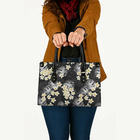 Black Tropical Hawaii Leather Bag Seamless Monstera Plumeria Hawaiian Pattern - Polynesian Pride