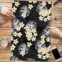 Black Tropical Hawaii Puzzle Seamless Monstera Plumeria Hawaiian Pattern - Polynesian Pride