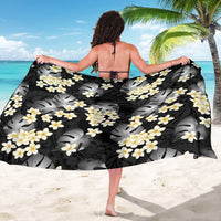Black Tropical Hawaii Sarong Seamless Monstera Plumeria Hawaiian Pattern - Polynesian Pride