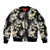 Black Tropical Hawaii Sleeve Zip Bomber Jacket Seamless Monstera Plumeria Hawaiian Pattern - Polynesian Pride