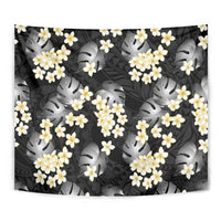 Black Tropical Hawaii Tapestry Seamless Monstera Plumeria Hawaiian Pattern - Polynesian Pride