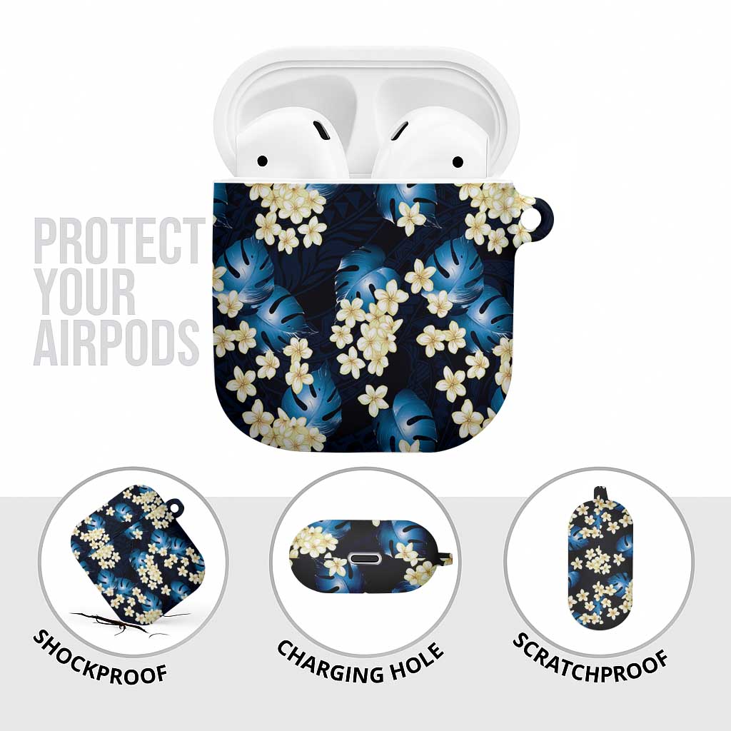 Blue Tropical Hawaii AirPods Case Seamless Monstera Plumeria Hawaiian Pattern - Polynesian Pride