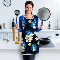 Blue Tropical Hawaii Apron Seamless Monstera Plumeria Hawaiian Pattern - Polynesian Pride