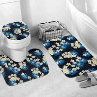 Blue Tropical Hawaii Bathroom Set Seamless Monstera Plumeria Hawaiian Pattern - Polynesian Pride