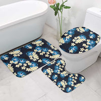 Blue Tropical Hawaii Bathroom Set Seamless Monstera Plumeria Hawaiian Pattern - Polynesian Pride
