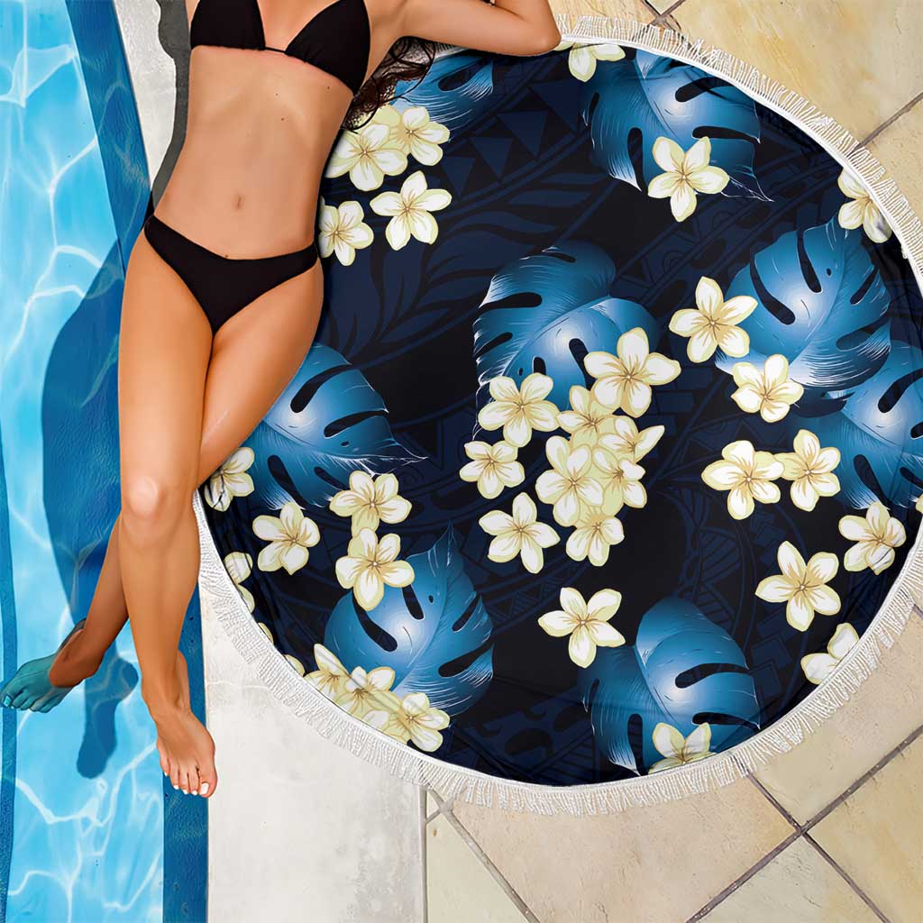 Blue Tropical Hawaii Beach Blanket Seamless Monstera Plumeria Hawaiian Pattern - Polynesian Pride