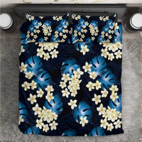 Blue Tropical Hawaii Bedding Set Seamless Monstera Plumeria Hawaiian Pattern - Polynesian Pride