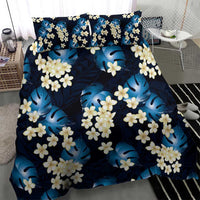 Blue Tropical Hawaii Bedding Set Seamless Monstera Plumeria Hawaiian Pattern - Polynesian Pride