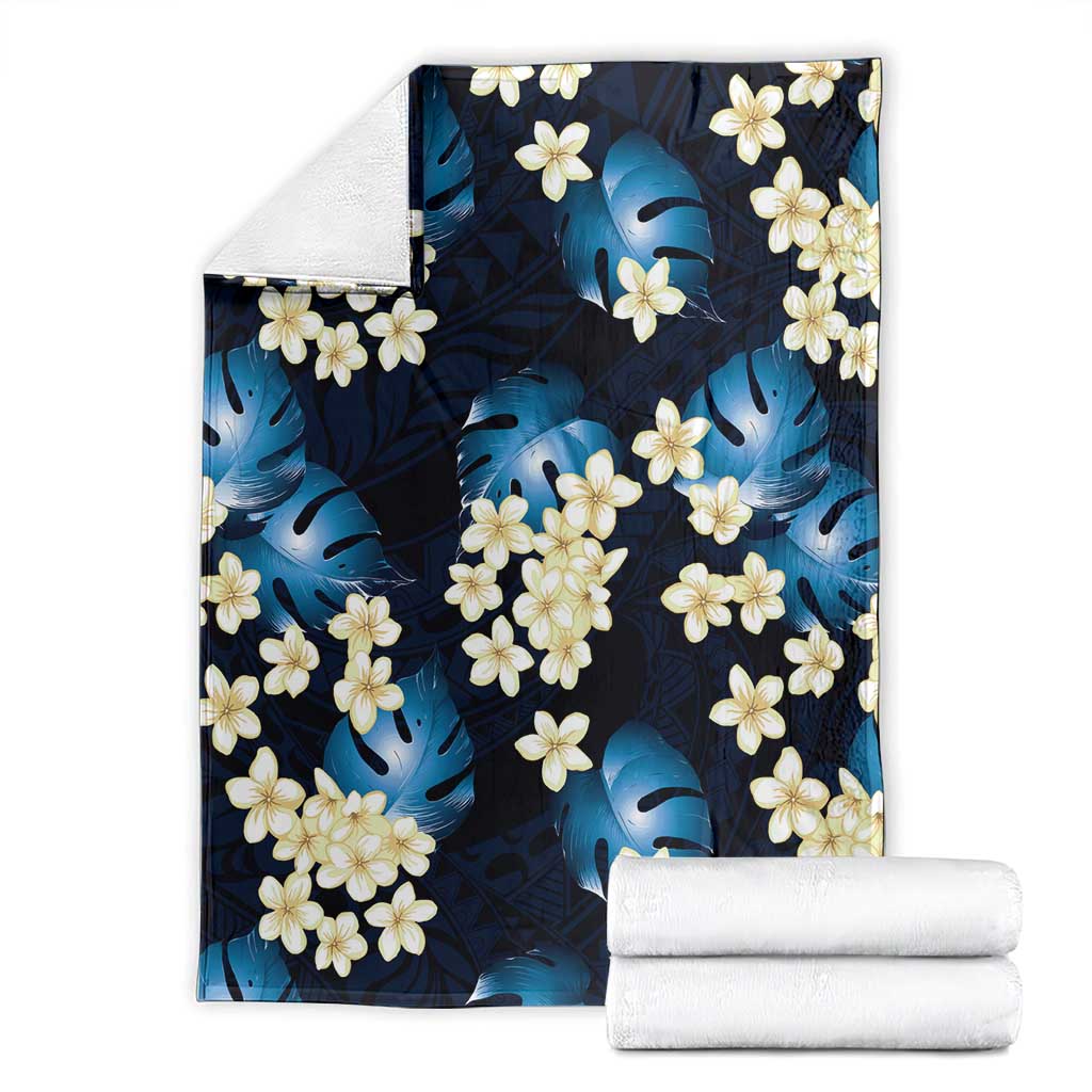 Blue Tropical Hawaii Blanket Seamless Monstera Plumeria Hawaiian Pattern - Polynesian Pride