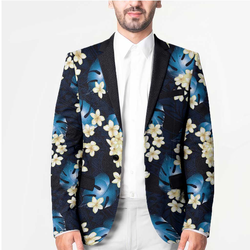 Blue Tropical Hawaii Blazer Seamless Monstera Plumeria Hawaiian Pattern - Polynesian Pride