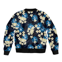 Blue Tropical Hawaii Bomber Jacket Seamless Monstera Plumeria Hawaiian Pattern - Polynesian Pride