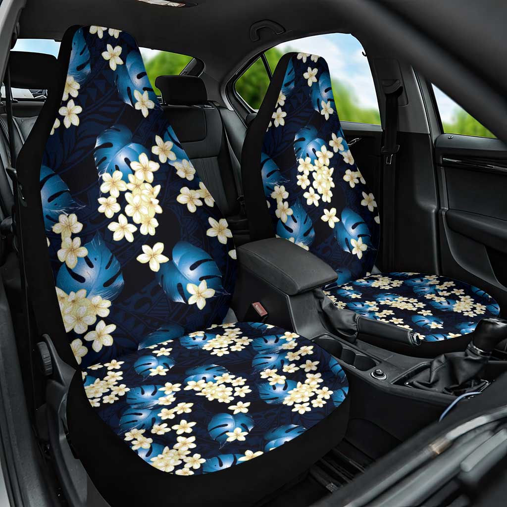 Blue Tropical Hawaii Car Seat Cover Seamless Monstera Plumeria Hawaiian Pattern - Polynesian Pride