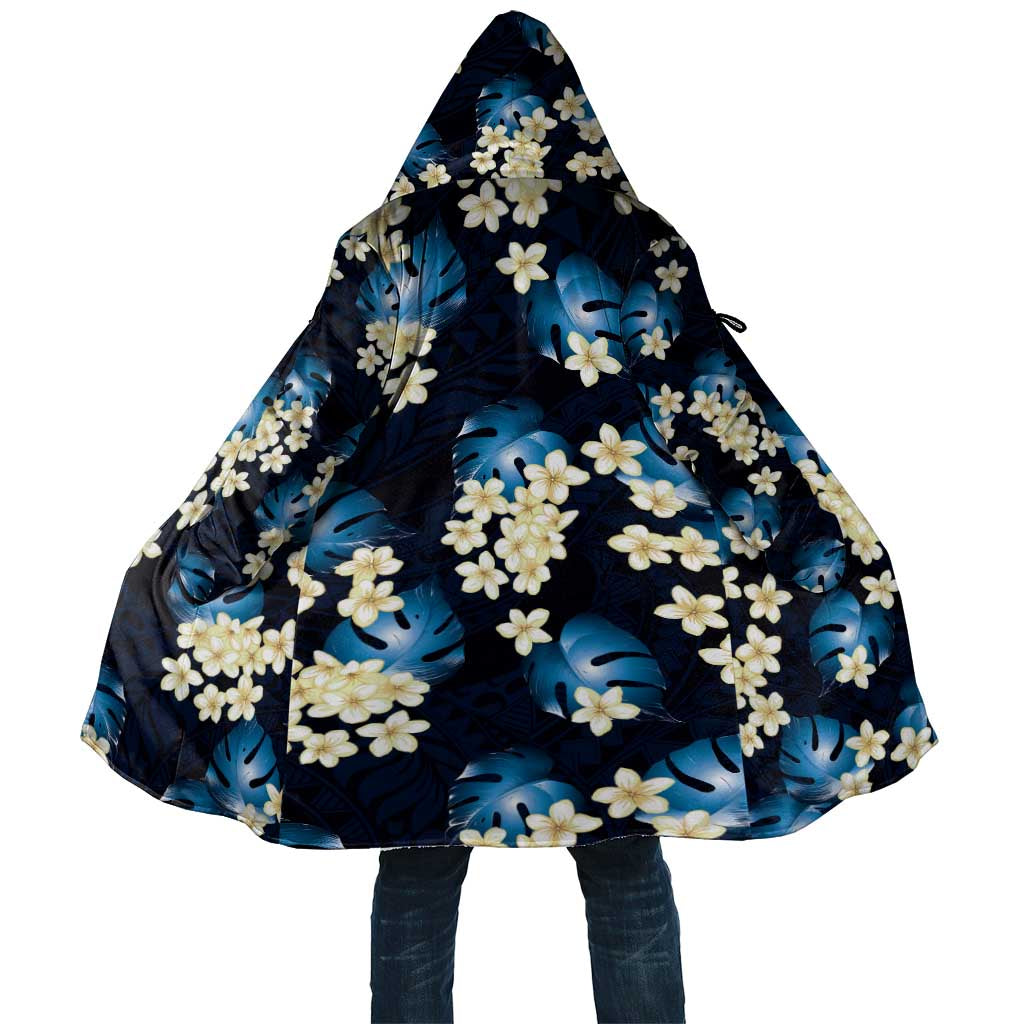 Blue Tropical Hawaii Cloak Seamless Monstera Plumeria Hawaiian Pattern - Polynesian Pride
