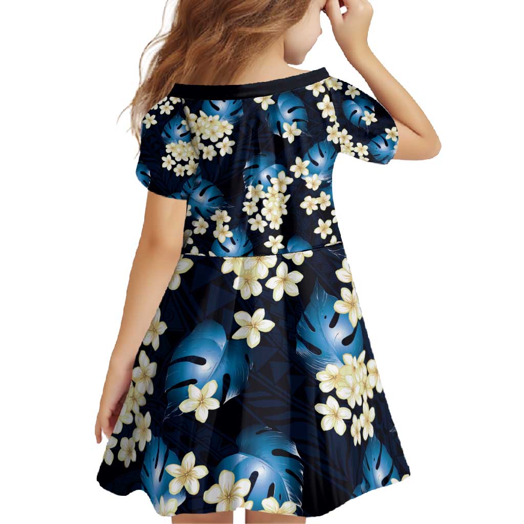 Blue Tropical Hawaii Family Matching Long Sleeve Bodycon Dress and Hawaiian Shirt Seamless Monstera Plumeria Hawaiian Pattern LT14 - Polynesian Pride