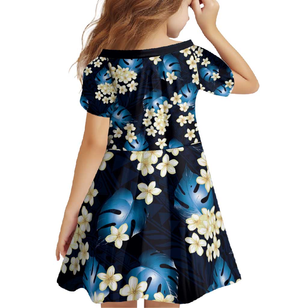 Blue Tropical Hawaii Family Matching Off Shoulder Maxi Dress and Hawaiian Shirt Seamless Monstera Plumeria Hawaiian Pattern - Polynesian Pride