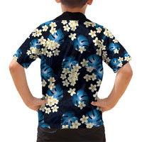 Blue Tropical Hawaii Family Matching Short Sleeve Bodycon Dress and Hawaiian Shirt Seamless Monstera Plumeria Hawaiian Pattern LT14 - Polynesian Pride