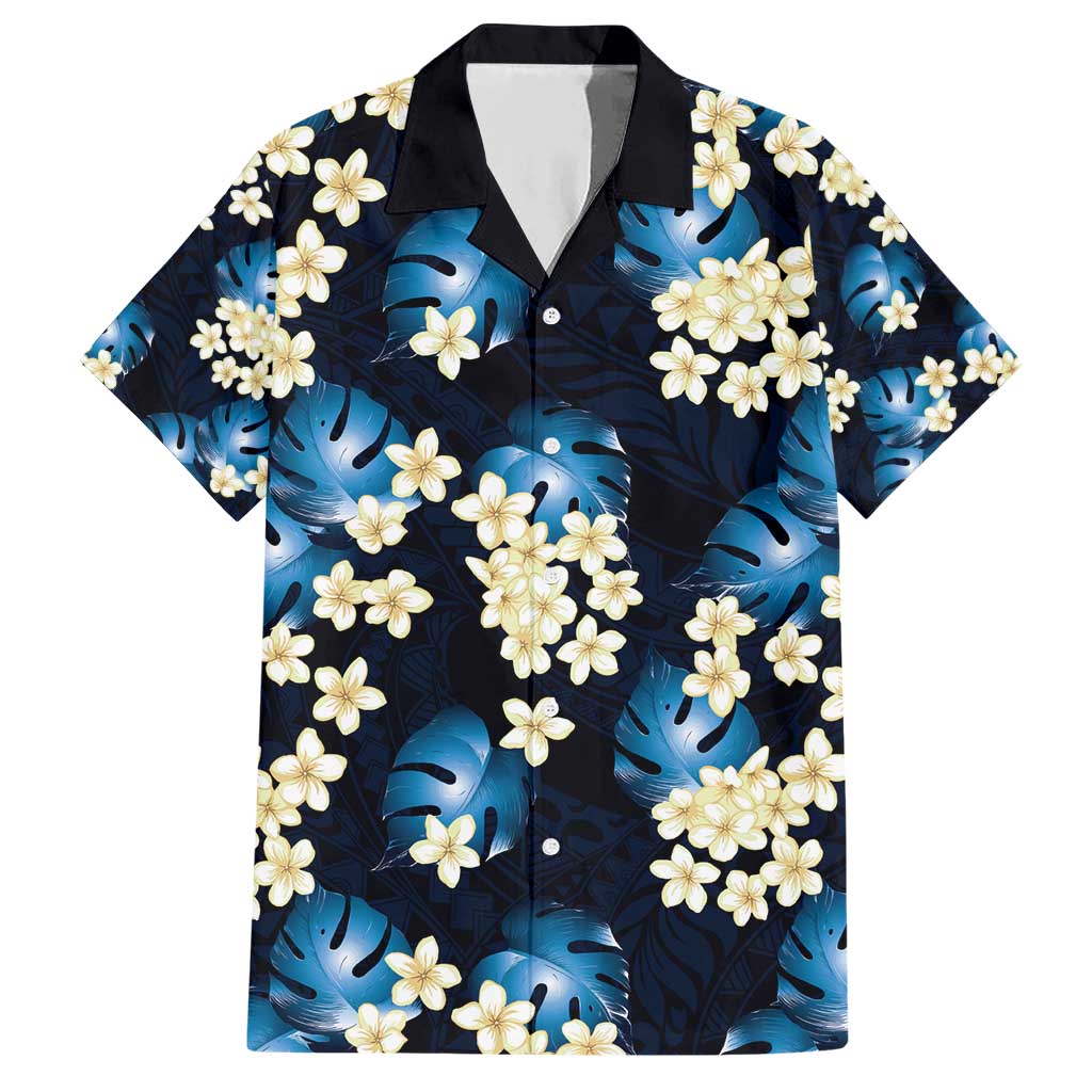 Blue Tropical Hawaii Family Matching Short Sleeve Bodycon Dress and Hawaiian Shirt Seamless Monstera Plumeria Hawaiian Pattern LT14 Dad's Shirt - Short Sleeve Blue - Polynesian Pride