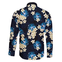 Blue Tropical Hawaii Family Matching Short Sleeve Bodycon Dress and Hawaiian Shirt Seamless Monstera Plumeria Hawaiian Pattern LT14 - Polynesian Pride