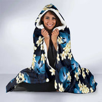 Blue Tropical Hawaii Hooded Blanket Seamless Monstera Plumeria Hawaiian Pattern - Polynesian Pride