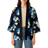 Blue Tropical Hawaii Kimono Seamless Monstera Plumeria Hawaiian Pattern - Polynesian Pride