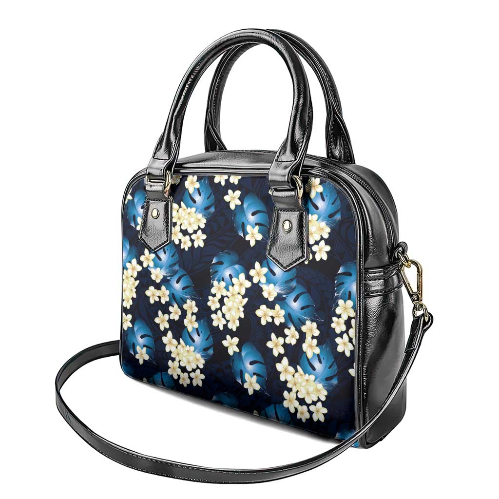 Blue Tropical Hawaii Shoulder Handbag Seamless Monstera Plumeria Hawaiian Pattern - Polynesian Pride