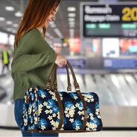 Blue Tropical Hawaii Travel Bag Seamless Monstera Plumeria Hawaiian Pattern - Polynesian Pride