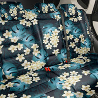 Dark Cyan Tropical Hawaii Back Car Seat Cover Seamless Monstera Plumeria Hawaiian Pattern - Polynesian Pride