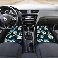 Dark Cyan Tropical Hawaii Car Mats Seamless Monstera Plumeria Hawaiian Pattern - Polynesian Pride