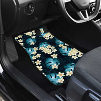 Dark Cyan Tropical Hawaii Car Mats Seamless Monstera Plumeria Hawaiian Pattern - Polynesian Pride