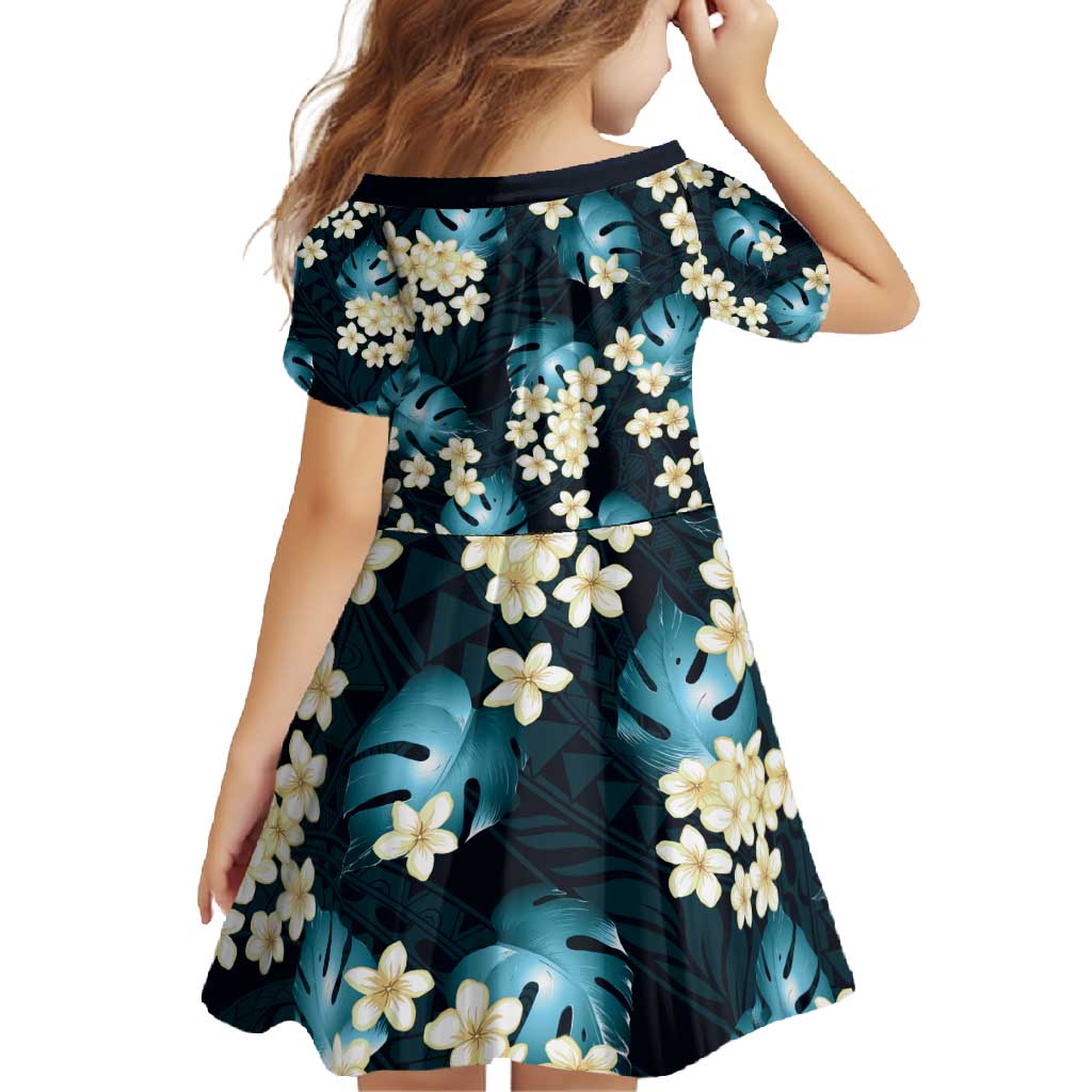 Dark Cyan Tropical Hawaii Family Matching Mermaid Dress and Hawaiian Shirt Seamless Monstera Plumeria Hawaiian Pattern LT14 - Polynesian Pride