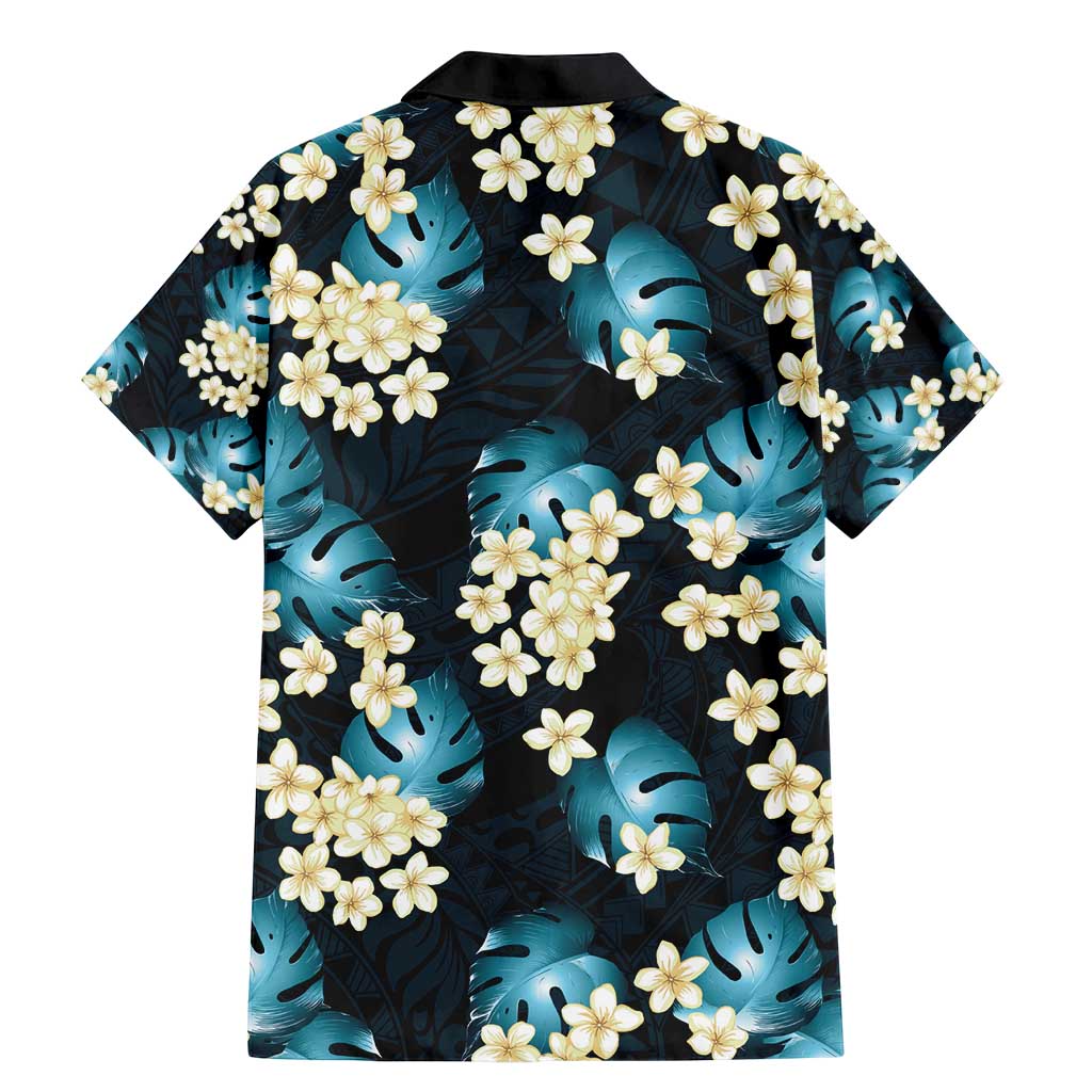 Dark Cyan Tropical Hawaii Family Matching Mermaid Dress and Hawaiian Shirt Seamless Monstera Plumeria Hawaiian Pattern LT14 - Polynesian Pride