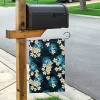 Dark Cyan Tropical Hawaii Garden Flag Seamless Monstera Plumeria Hawaiian Pattern - Polynesian Pride