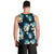 Dark Cyan Tropical Hawaii Men Tank Top Seamless Monstera Plumeria Hawaiian Pattern - Polynesian Pride