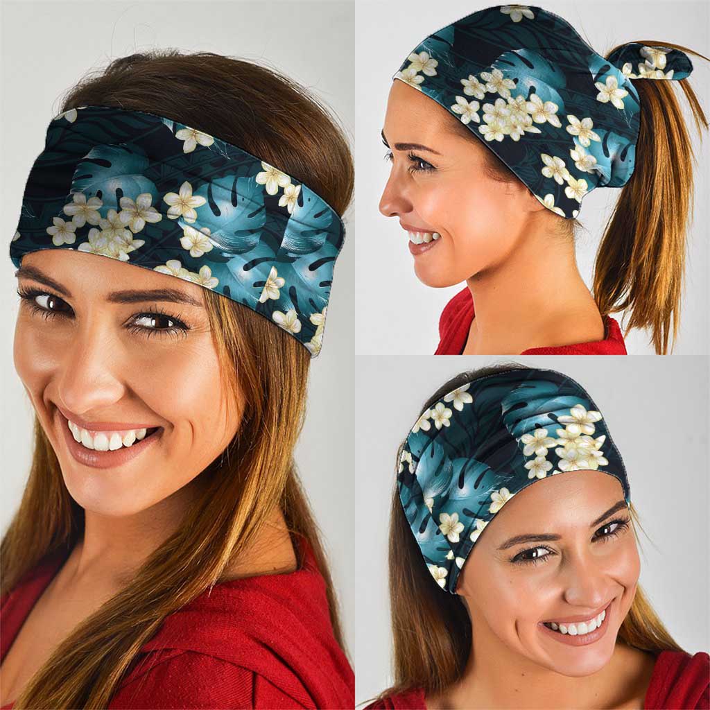 Dark Cyan Tropical Hawaii Neck Gaiter Seamless Monstera Plumeria Hawaiian Pattern - Polynesian Pride