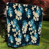 Dark Cyan Tropical Hawaii Quilt Seamless Monstera Plumeria Hawaiian Pattern - Polynesian Pride