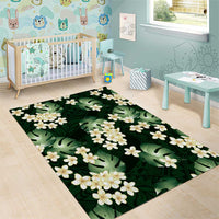 Green Tropical Hawaii Area Rug Seamless Monstera Plumeria Hawaiian Pattern - Polynesian Pride