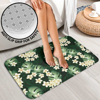 Green Tropical Hawaii Bathroom Set Seamless Monstera Plumeria Hawaiian Pattern - Polynesian Pride