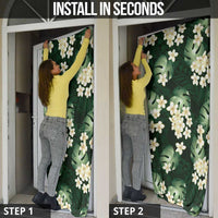 Green Tropical Hawaii Door Cover Seamless Monstera Plumeria Hawaiian Pattern - Polynesian Pride