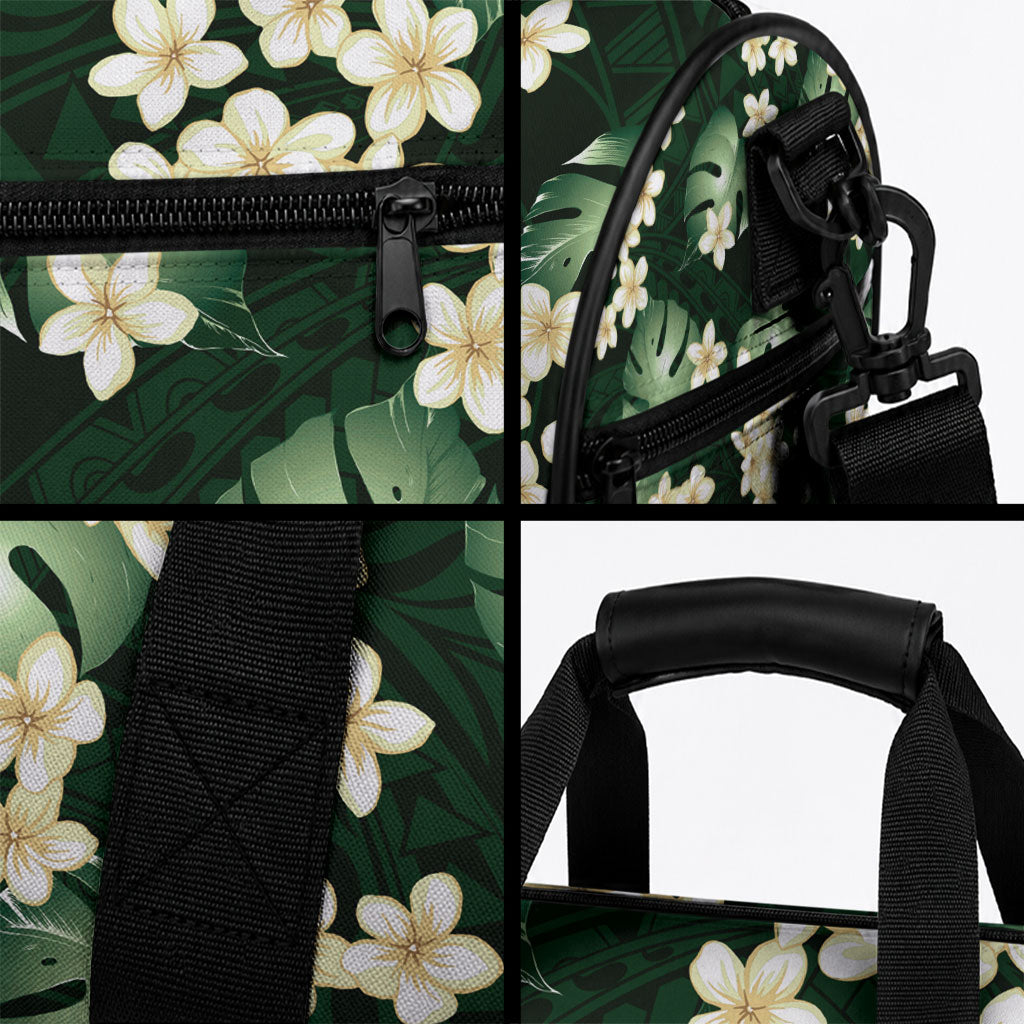 Green Tropical Hawaii Duffle Bag Seamless Monstera Plumeria Hawaiian Pattern